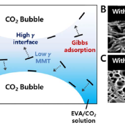 Nanoplatelet reinforcement of cavity cell walls in polymer foams using carbon dioxide supercritical fluid