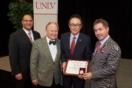 Receiving the 2015 Regents’ Researcher Award, Nevada System of Higher Education